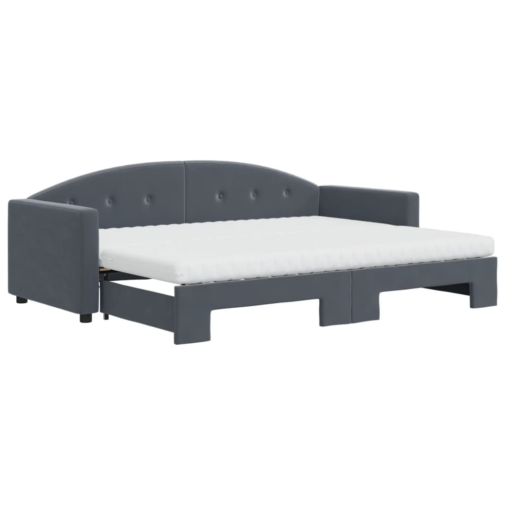 Divano Letto Estraibile Materassi Grigio Scuro 80x200cm Velluto