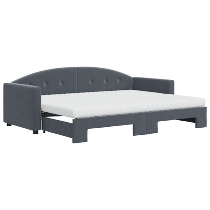 Divano Letto Estraibile Materassi Grigio Scuro 80x200cm Velluto