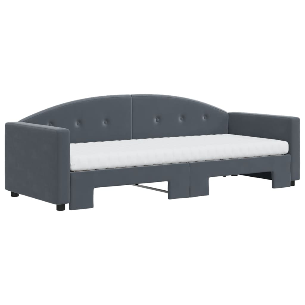 Divano Letto Estraibile Materassi Grigio Scuro 80x200cm Velluto