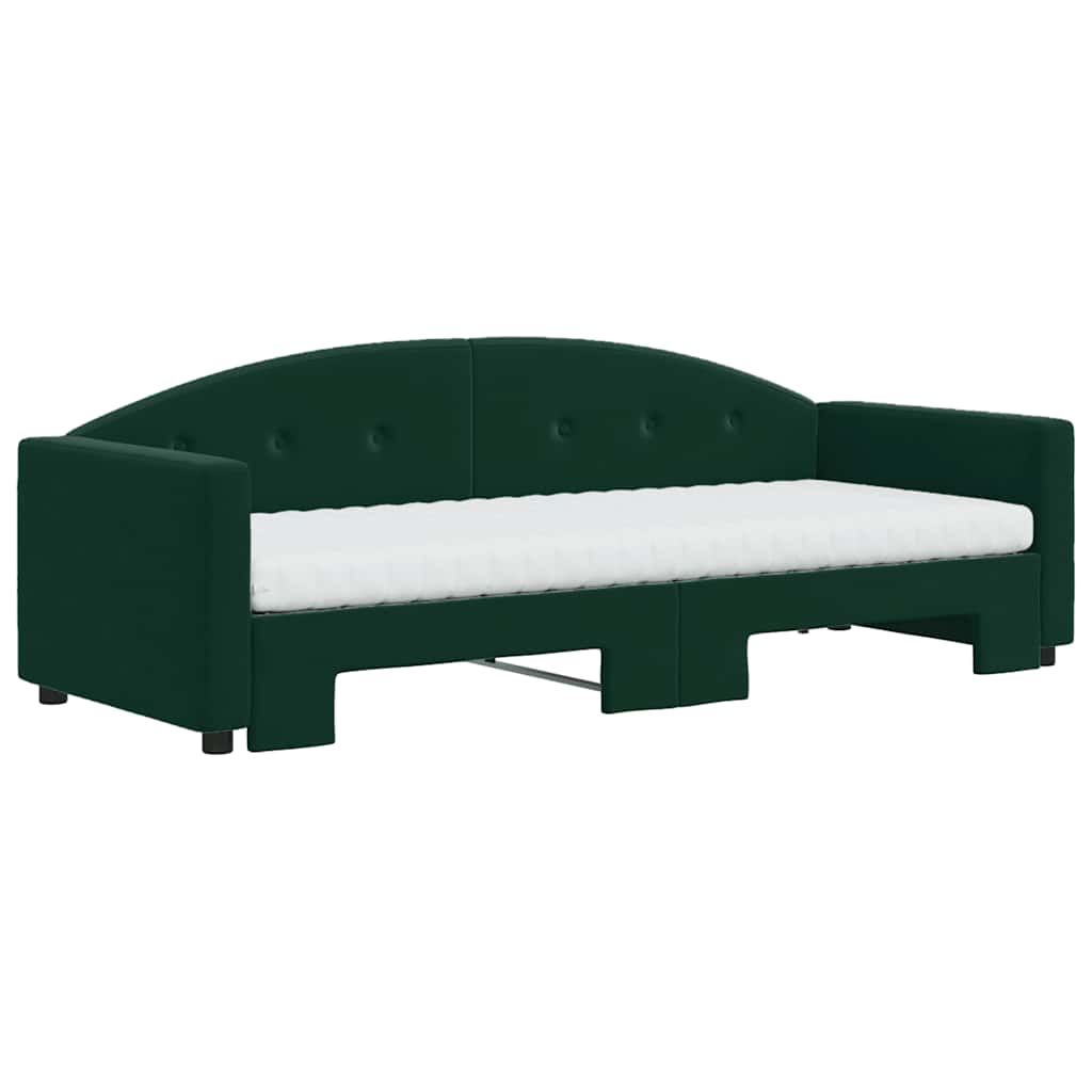 Divano Letto Estraibile Materassi Verde Scuro 80x200 Velluto