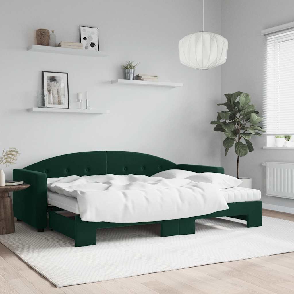 Divano Letto Estraibile Materassi Verde Scuro 80x200 Velluto