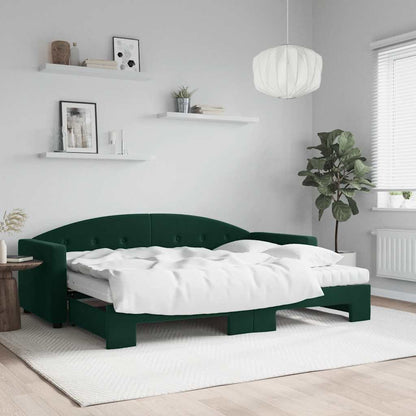 Divano Letto Estraibile Materassi Verde Scuro 80x200 Velluto