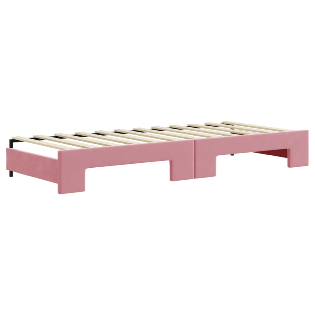 Divano Letto Estraibile con Materassi Rosa 80x200 cm Velluto