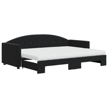 Divano Letto Estraibile con Materassi Nero 80x200 cm Velluto