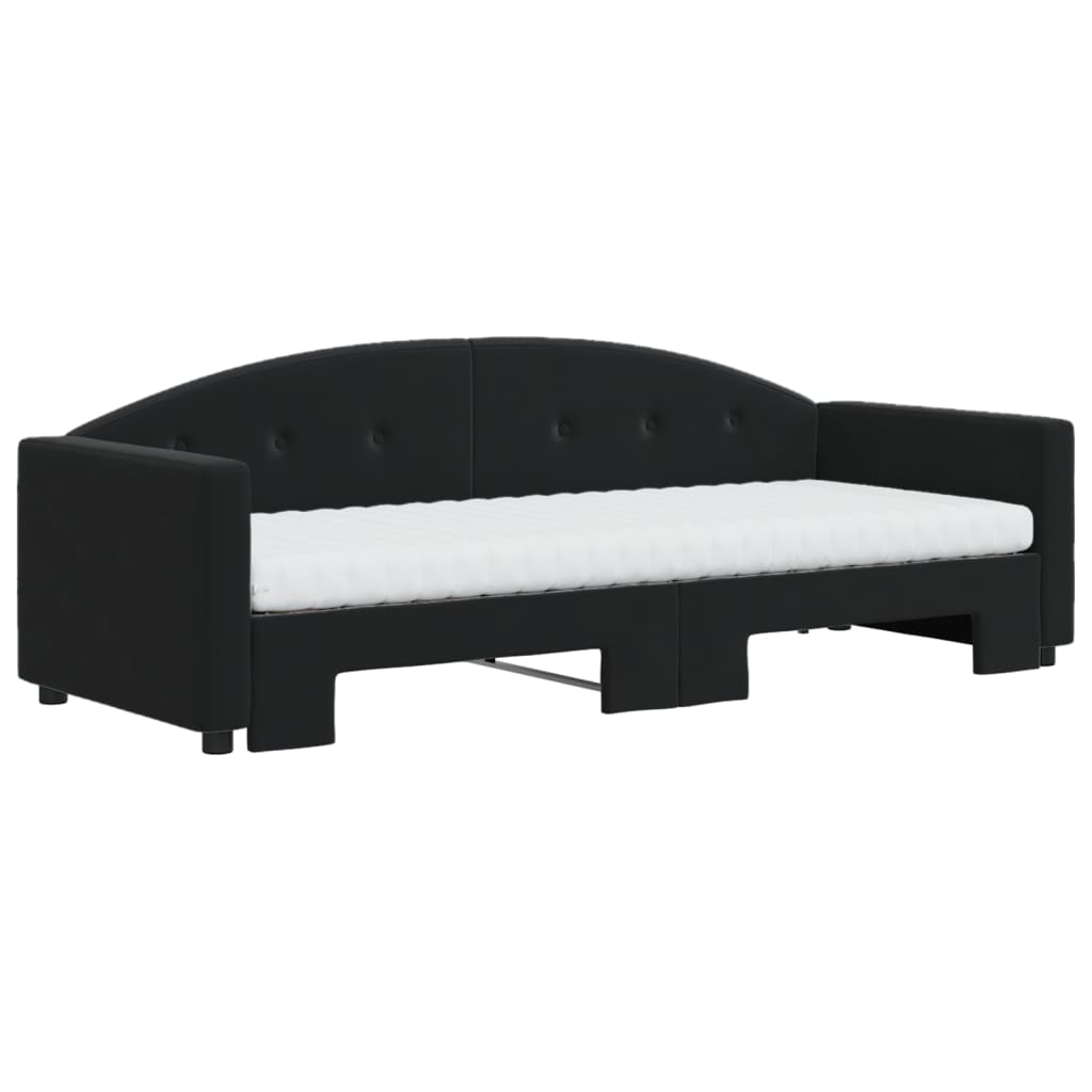 Divano Letto Estraibile con Materassi Nero 80x200 cm Velluto