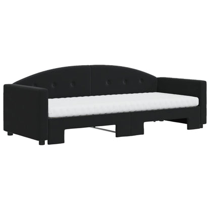 Divano Letto Estraibile con Materassi Nero 80x200 cm Velluto