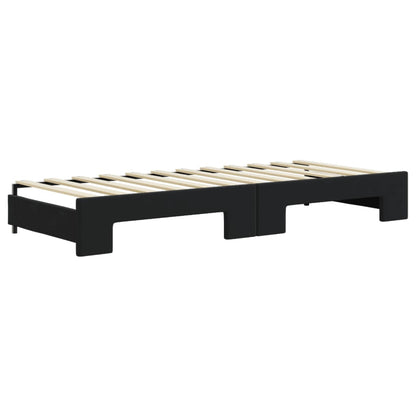Divano Letto Estraibile con Materassi Nero 80x200 cm Velluto