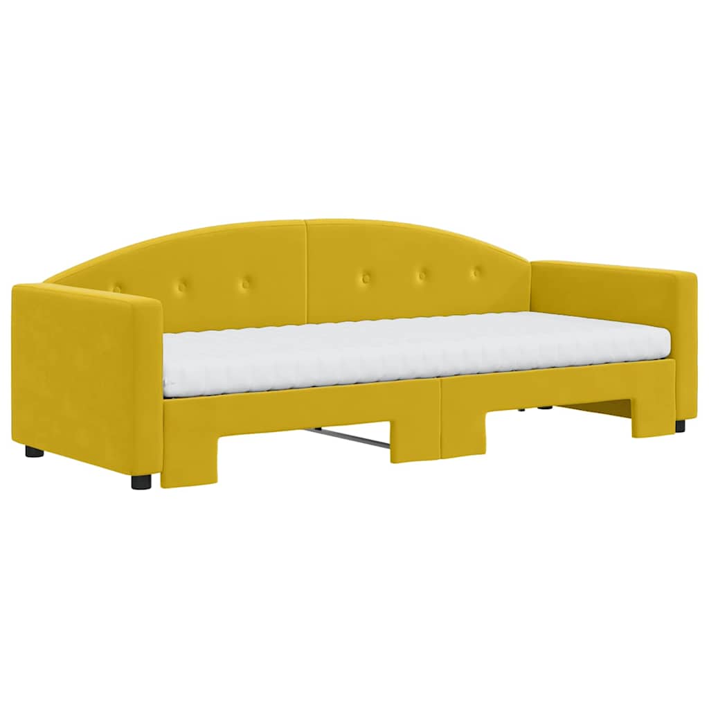 Divano Letto Estraibile con Materassi Giallo 80x200 cm Velluto
