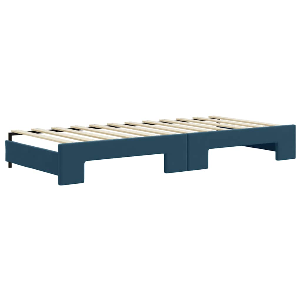 Divano Letto Estraibile con Materassi Blu 90x200 cm Velluto