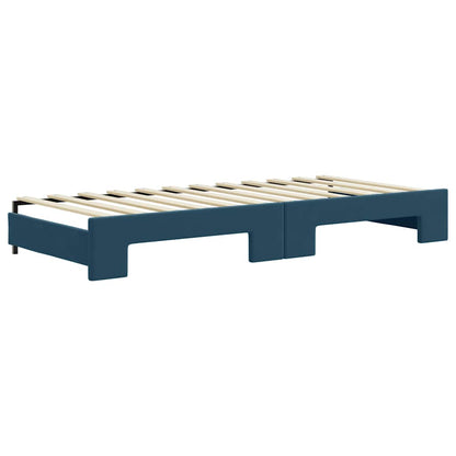 Divano Letto Estraibile con Materassi Blu 90x200 cm Velluto