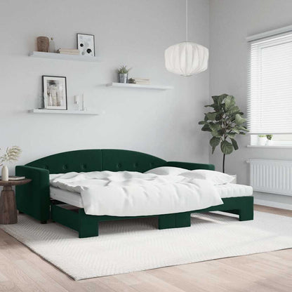 Divano Letto Estraibile Materassi Verde Scuro 90x200 Velluto