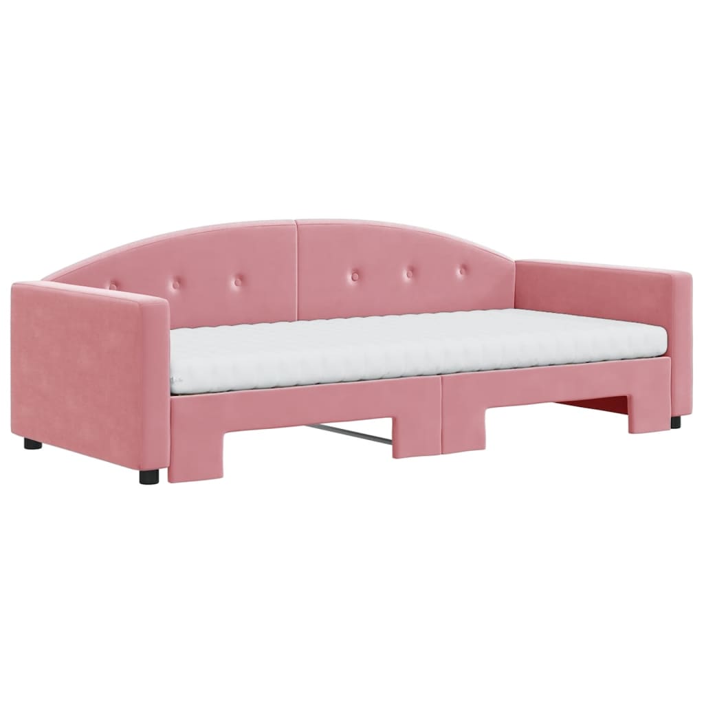 Divano Letto Estraibile con Materassi Rosa 90x200 cm Velluto