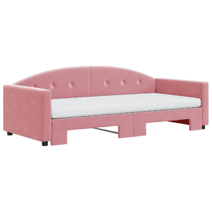 Divano Letto Estraibile con Materassi Rosa 90x200 cm Velluto