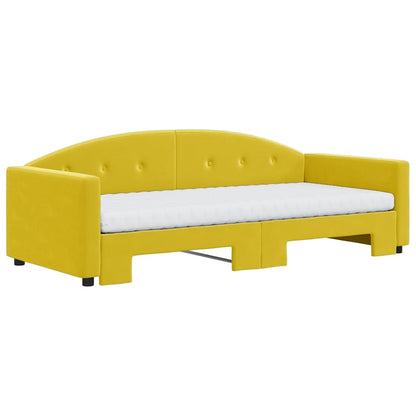 Divano Letto Estraibile con Materassi Giallo 90x200 cm Velluto