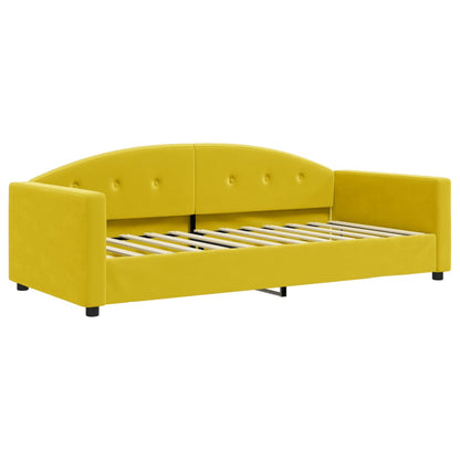 Divano Letto Estraibile con Materassi Giallo 90x200 cm Velluto