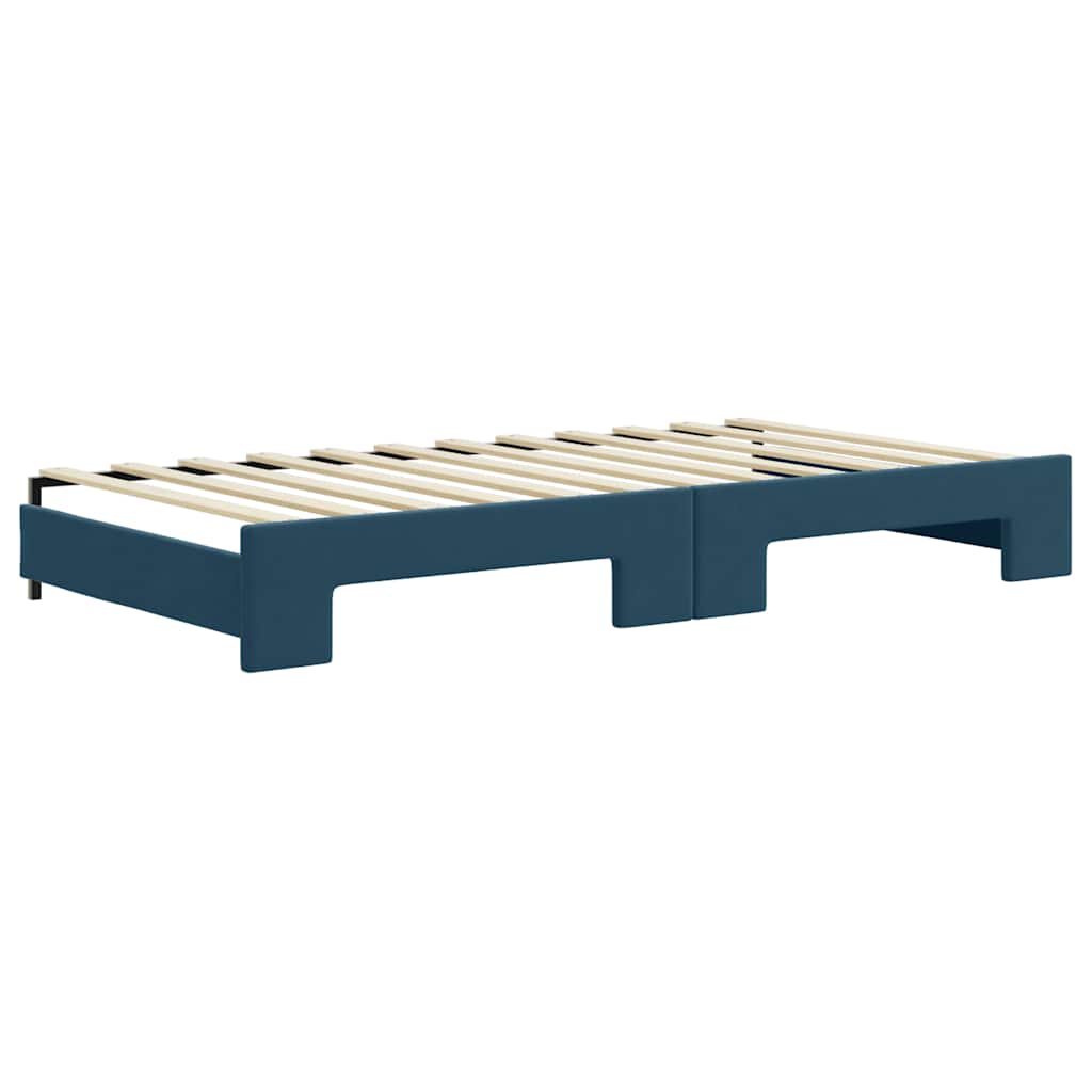 Divano Letto Estraibile con Materassi Blu 100x200 cm Velluto