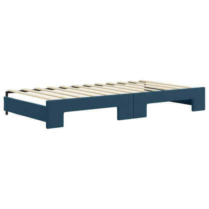 Divano Letto Estraibile con Materassi Blu 100x200 cm Velluto