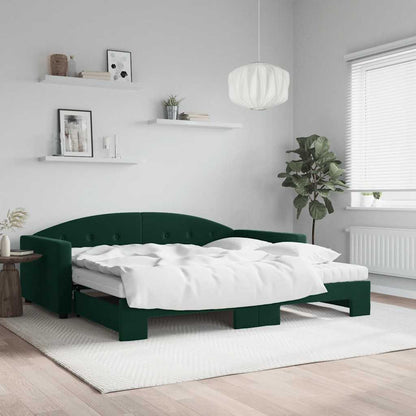 Divano Letto Estraibile Materassi Verde Scuro 100x200 Velluto