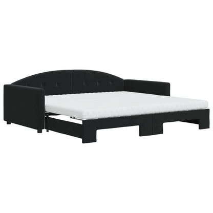 Divano Letto Estraibile con Materassi Nero 100x200 cm Velluto