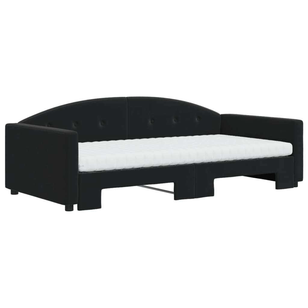 Divano Letto Estraibile con Materassi Nero 100x200 cm Velluto