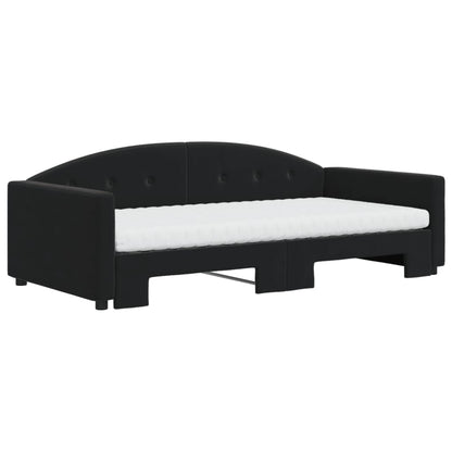 Divano Letto Estraibile con Materassi Nero 100x200 cm Velluto