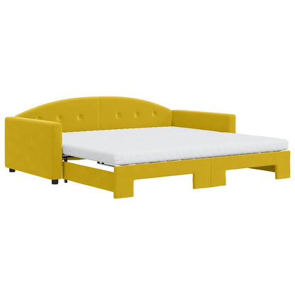 Divano Letto Estraibile con Materassi Giallo 100x200 cm Velluto