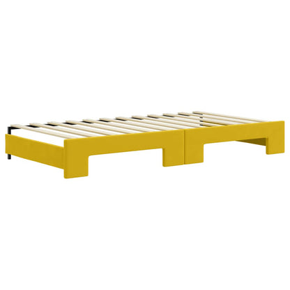 Divano Letto Estraibile con Materassi Giallo 100x200 cm Velluto