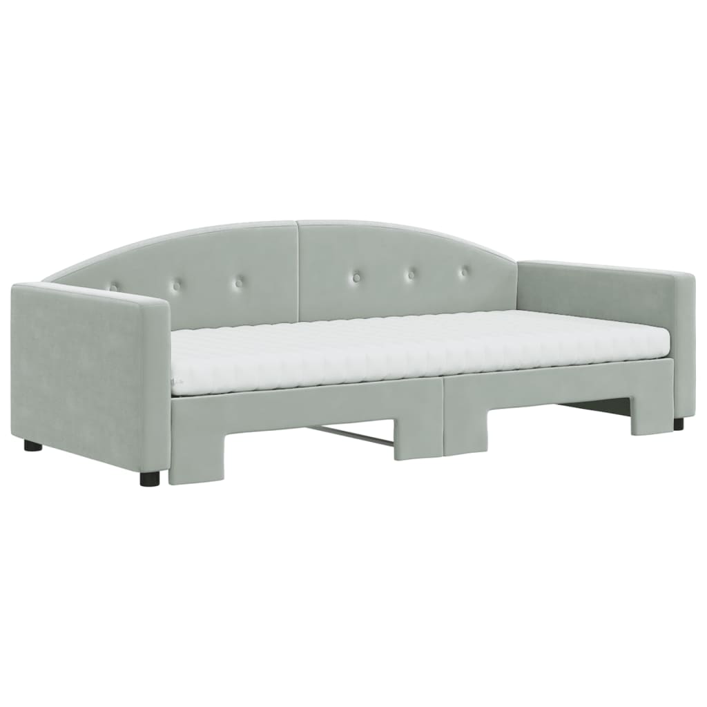Divano Letto Estraibile Materassi Grigio Chiaro 90x190 Velluto
