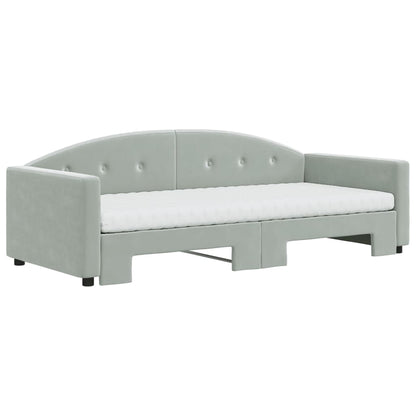 Divano Letto Estraibile Materassi Grigio Chiaro 90x190 Velluto
