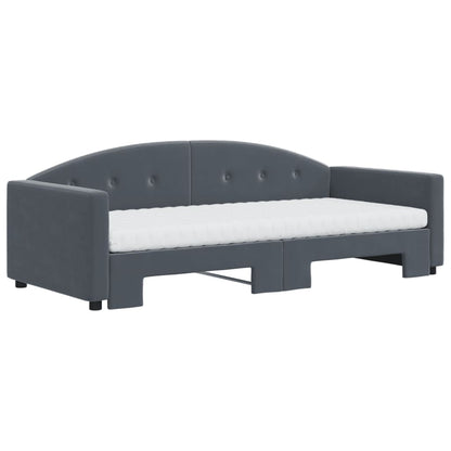 Divano Letto Estraibile Materassi Grigio Scuro 90x190cm Velluto
