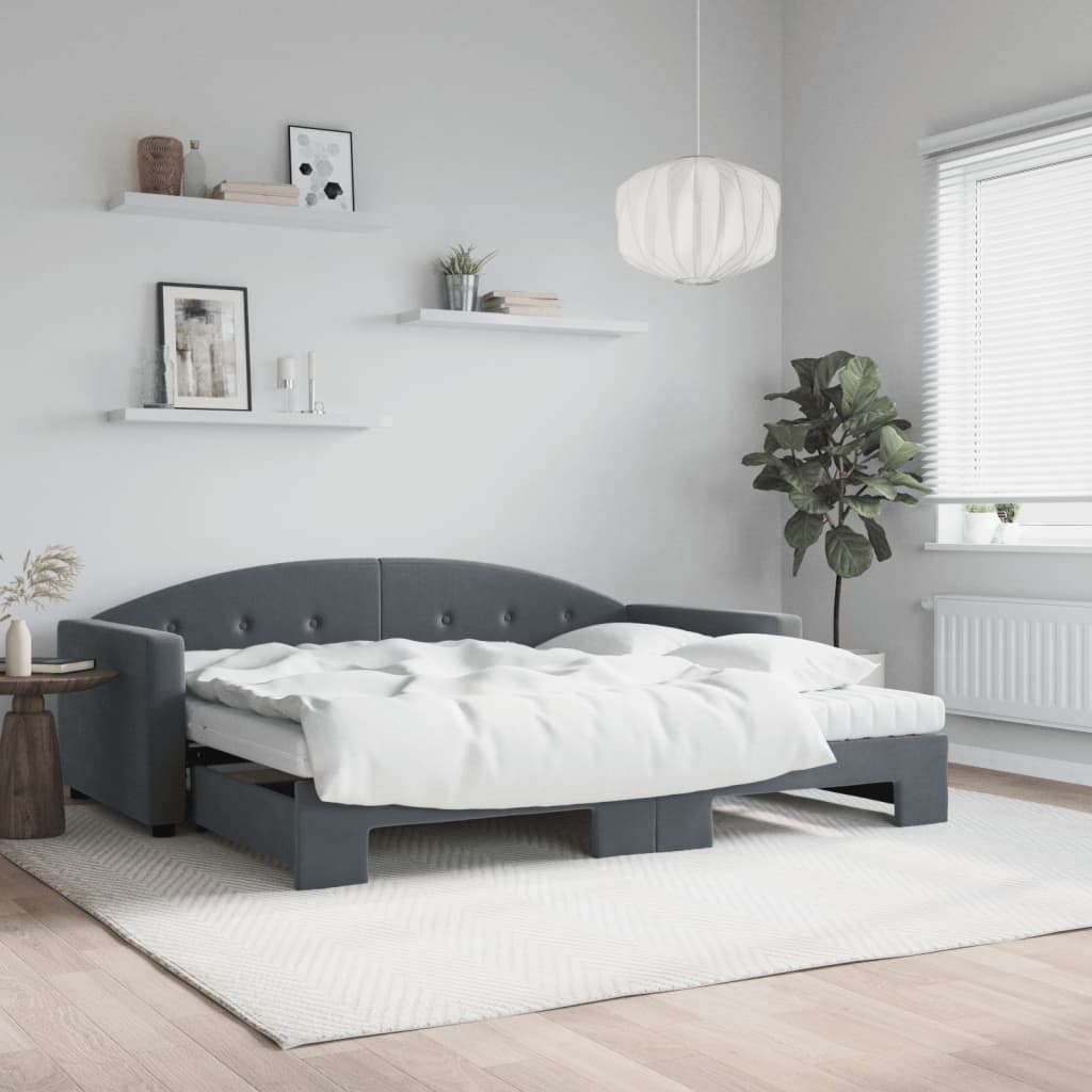 Divano Letto Estraibile Materassi Grigio Scuro 90x190cm Velluto