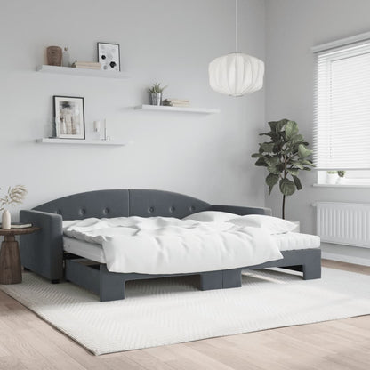 Divano Letto Estraibile Materassi Grigio Scuro 90x190cm Velluto