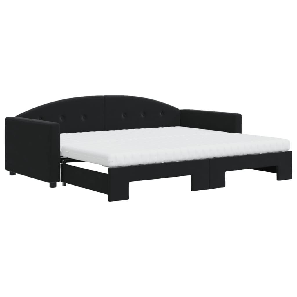 Divano Letto Estraibile con Materassi Nero 90x190 cm Velluto