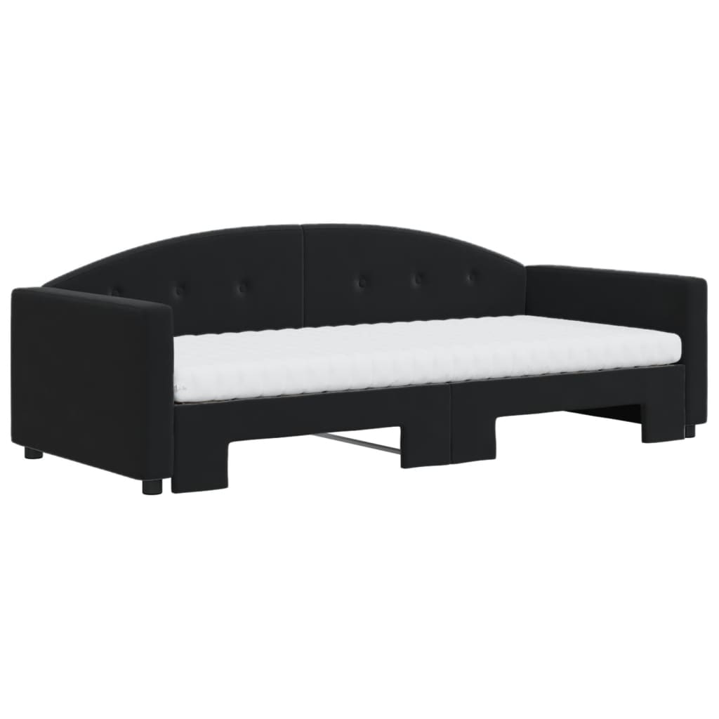 Divano Letto Estraibile con Materassi Nero 90x190 cm Velluto