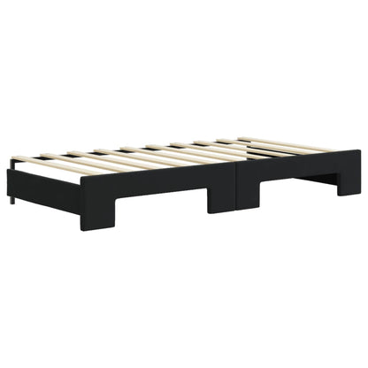 Divano Letto Estraibile con Materassi Nero 90x190 cm Velluto