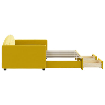 Divano Letto Estraibile con Cassetti Giallo 90x200cm in Velluto