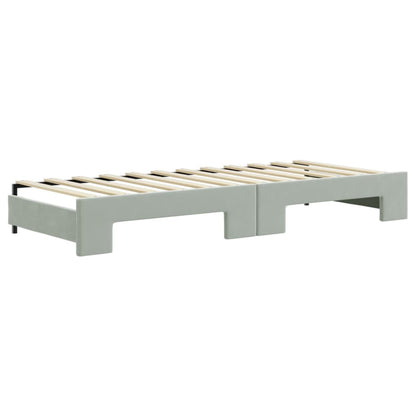 Divano Letto Estraibile Cassetti Grigio Chiaro 80x200cm Velluto