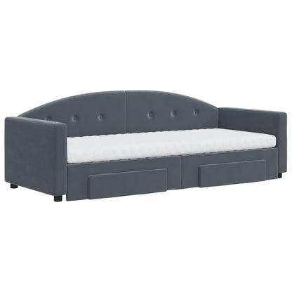 Divano Letto Estraibile Cassetti Grigio Scuro 80x200cm Velluto