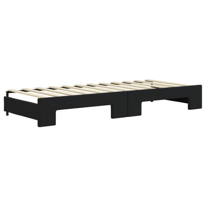 Divano Letto Estraibile con Cassetti Nero 80x200 cm in Velluto