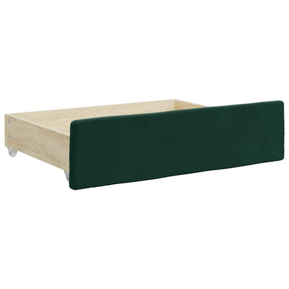 Divano Letto Estraibile Cassetti Verde Scuro 90x200cm Velluto