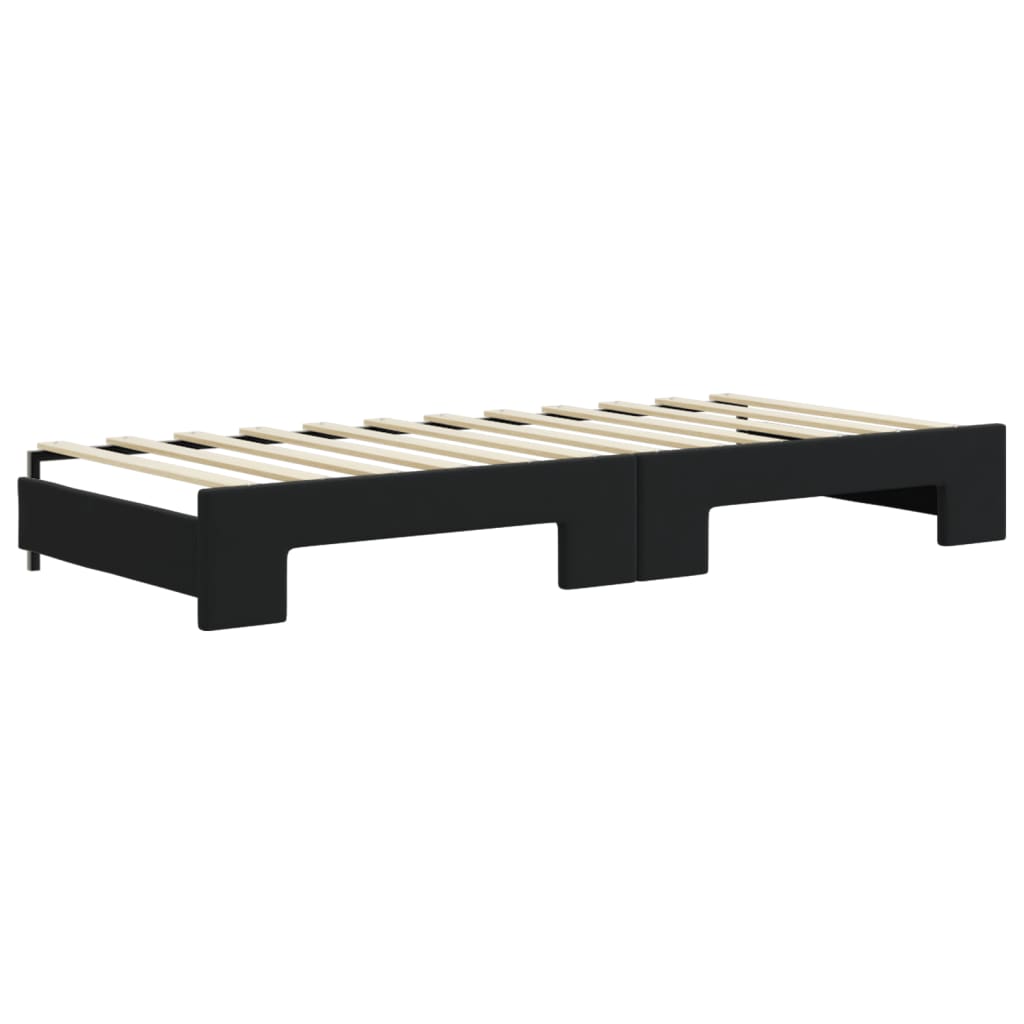 Divano Letto Estraibile con Cassetti Nero 90x200 cm in Velluto