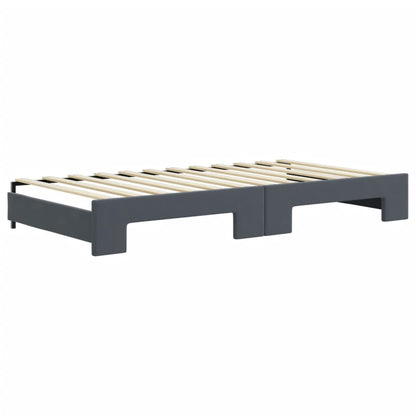 Divano Letto Estraibile Cassetti Grigio Scuro 100x200cm Velluto