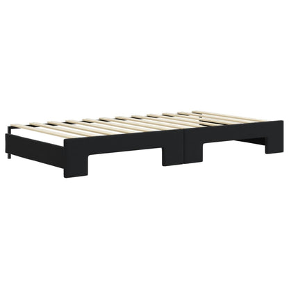 Divano Letto Estraibile con Cassetti Nero 100x200 cm in Velluto