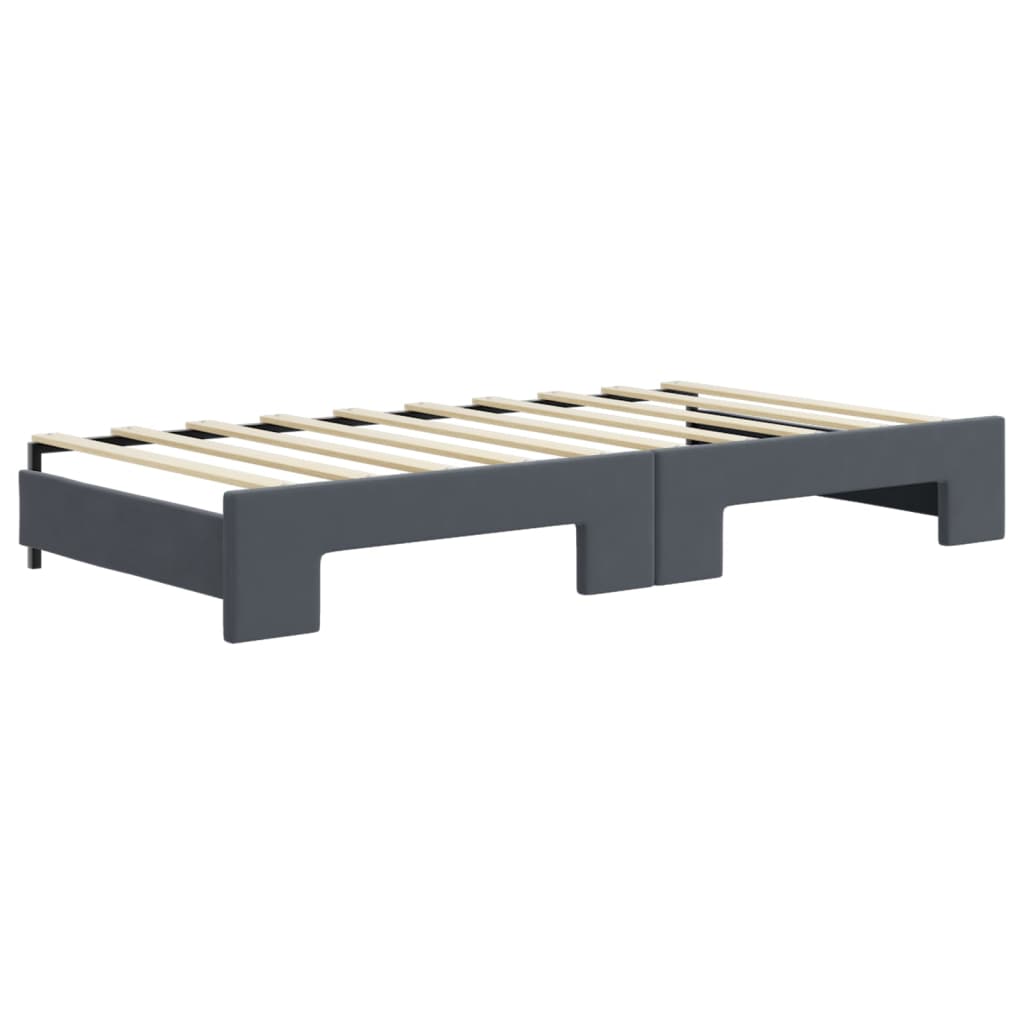 Divano Letto Estraibile Cassetti Grigio Scuro 90x190cm Velluto
