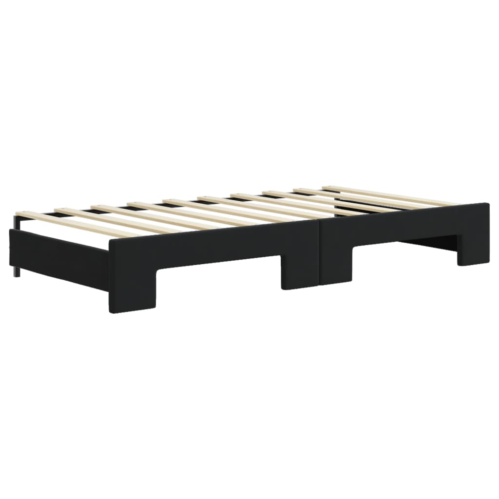 Divano Letto Estraibile con Cassetti Nero 90x190 cm in Velluto