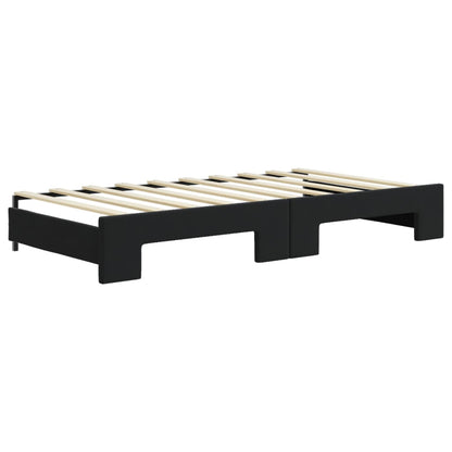 Divano Letto Estraibile con Cassetti Nero 90x190 cm in Velluto