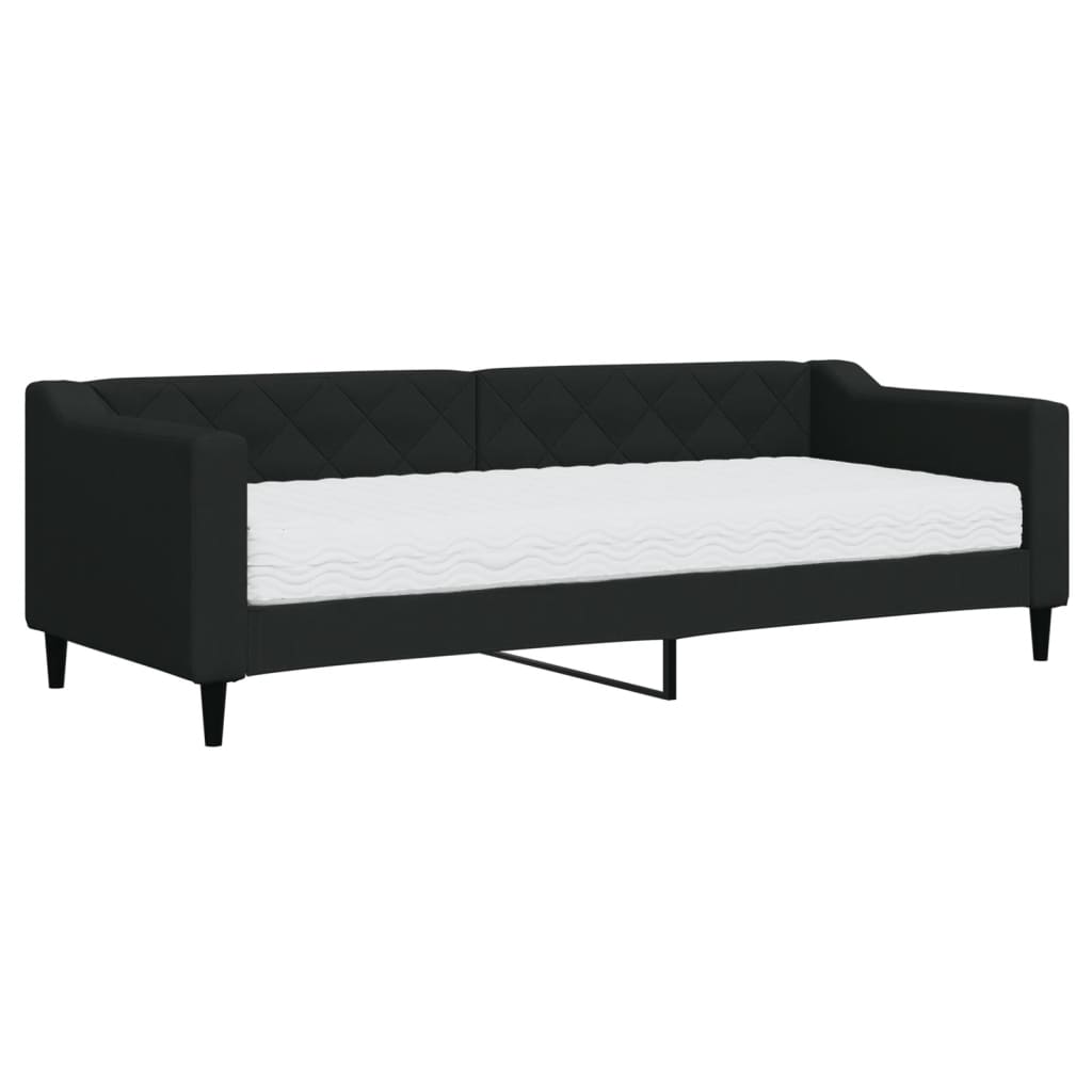 Divano Letto con Materasso Nero 80x200 cm in Tessuto