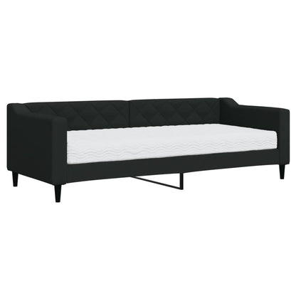 Divano Letto con Materasso Nero 80x200 cm in Tessuto