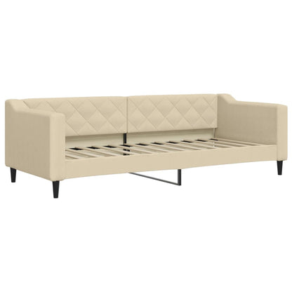 Divano Letto con Materasso Crema 80x200 cm in Tessuto