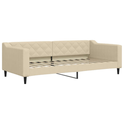 Divano Letto con Materasso Crema 90x200 cm in Tessuto